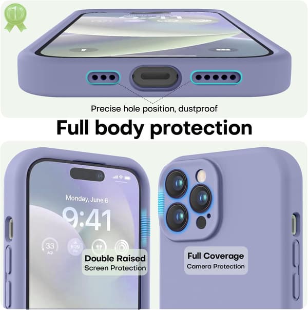 Designad för iPhone 14 Pro Max-fodral, premium silikon med [mjukt anti-rep mikrofiberfoder] stötsäkert skyddande telefonfodral för män kvinnor