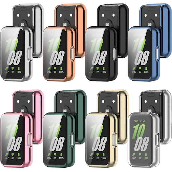 Kompatibel för Galaxy FIT 3 Klockfodral, Ultra Slim Mjukt Fodral & Skärmskydd för Galaxy FIT 3 (SM-R390) Aktivitetsmätare (8-Pack) 8-