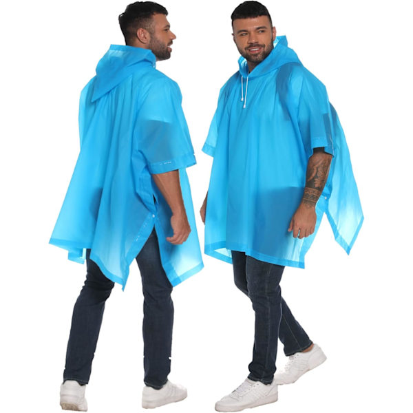 Gjenbrukbare regnponchoer med snorhette for voksne. Vanntett
