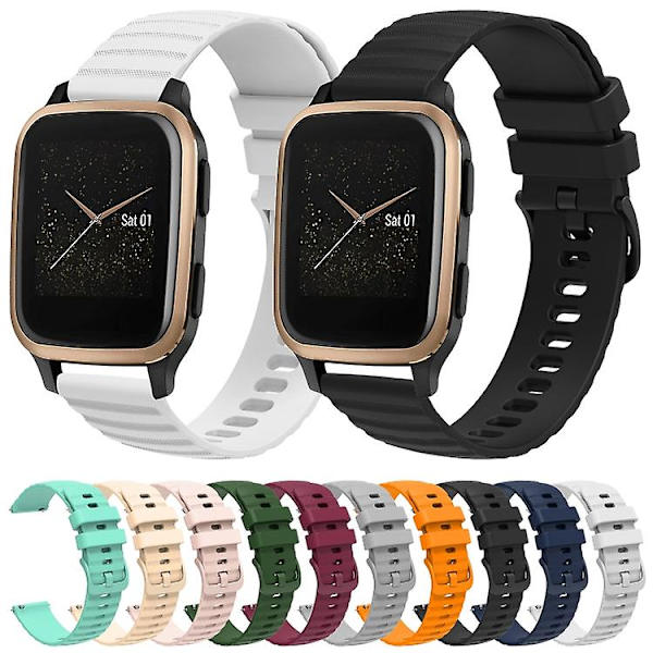För Garmin Venu Sq 20mm Wavy Dot Pattern Solid Color Silikon Armband CFL White