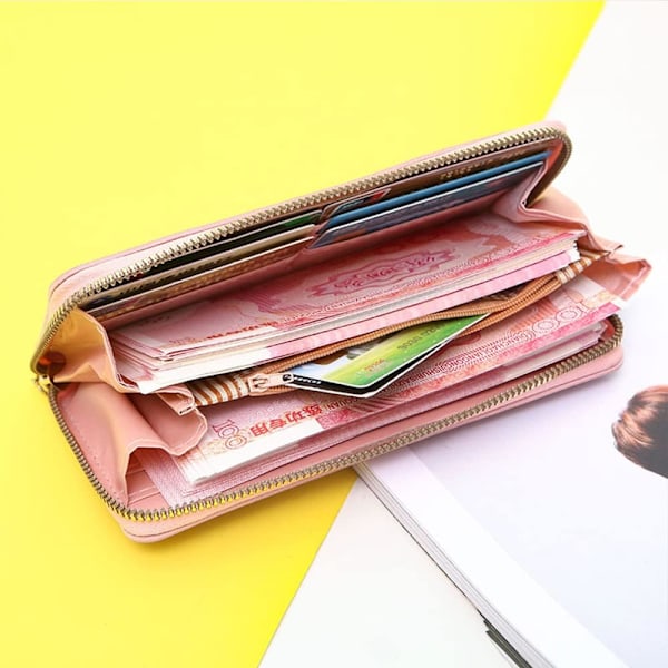 Dame Lommebok Lang Multi Kort Holder Organizer Reise Clutch Veske