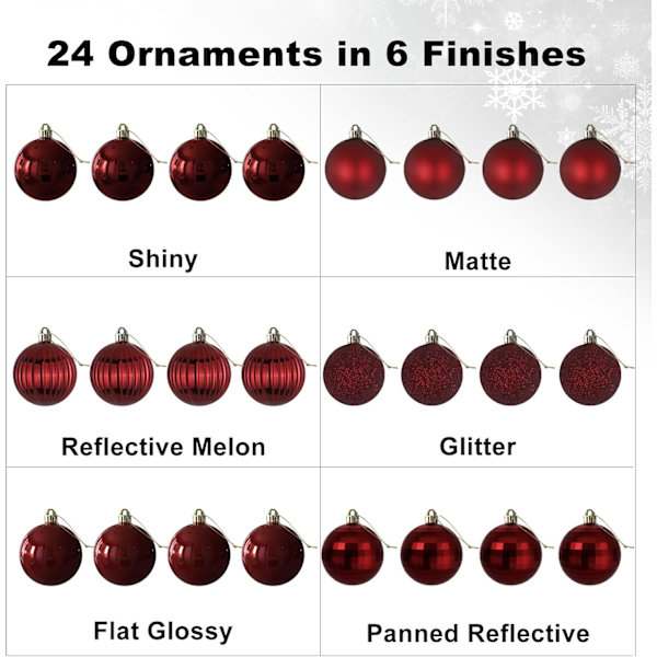 Mörk Röd 2,5\" Julgranskulor Julgransdekorationer Ornament Osplitterbar
