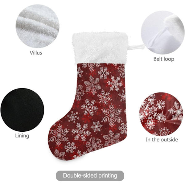 Julklapp, Personliga Julklappsstrumpor 2-pack Röd Jul Vit Snöflinga 45,7 cm Julstrumpor Hängande Ornament Eldstad