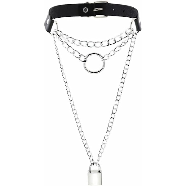Justerbar Läderhalsband, Punk Rock PU Halsband Halsband Goth Mjuk Halsband Krage
