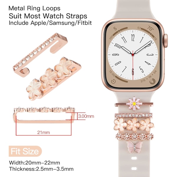 Dekorative ringer Loops Kompatibel med Apple Watch Band Charms 38 mm