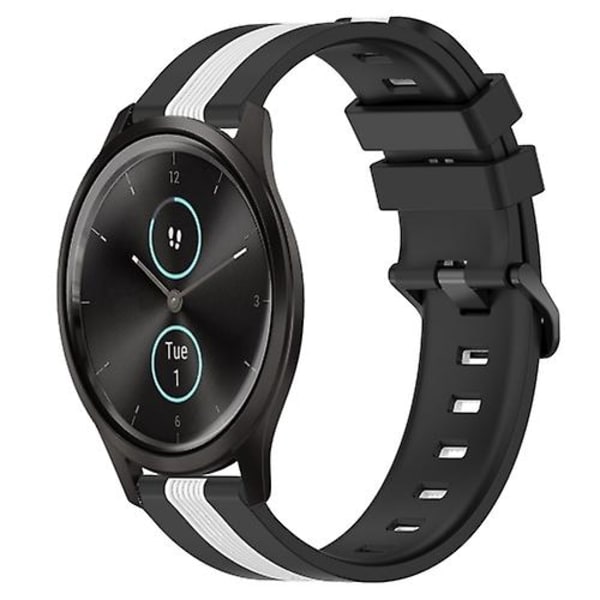 För Garmin Garminmove Style 20mm Vertikal Tvåfärgad Silikonklockarmband KOR Black-White