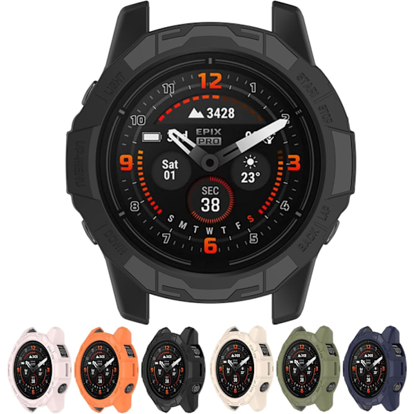 Etui Kompatibelt med Garmin Quatix 7 Pro, Blødt Anti Drop PC Udskiftning Beskyttelses Etuier Ur Tilbehør (Sort) Sort