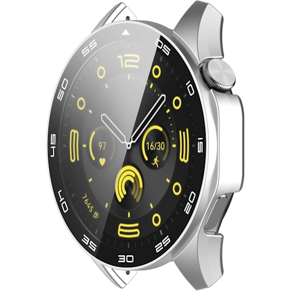 3-pak Etui Kompatibelt med Huawei Watch GT 4 46mm (Ikke GT4 41mm) Etui med Skærmbeskytter Hærdet Glas Beskyttelsescover (Sort+Sølv+Rose Guld)