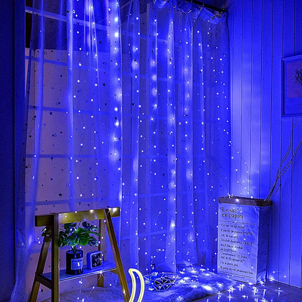 Vinduesgardin Lyskæde, 300 LED 8 Lystilstande Fe Lys USB