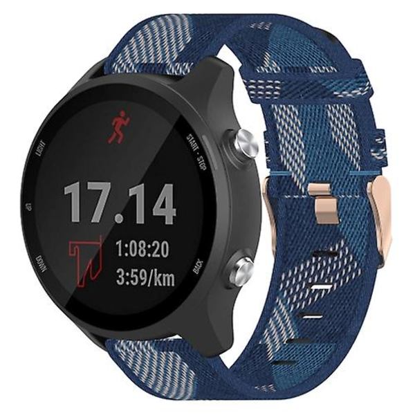 For Garmin Forerunner 245 Music 20mm Nylon Flettet Rem Blue