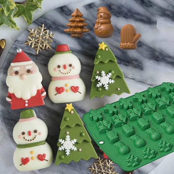 2 st 60-håls jul silikonchokladformar med dropppipett för DIY julgodis