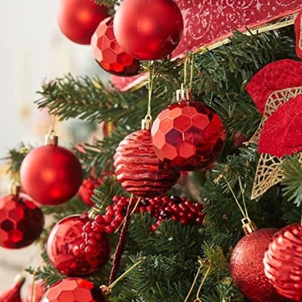 24 stk julekulepynt i plast som ikke knuser - julepyntsett