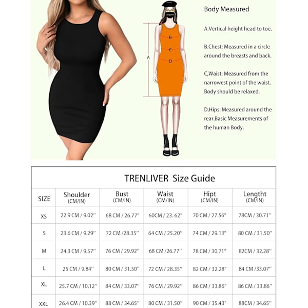 Tankklänning för kvinnor Rund hals Mini Tight Bodycon Uteklänning (A Ärmlös