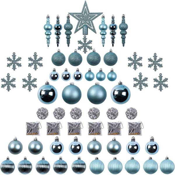 60st Blå Julgranskulor Ornament Set Osplitterbar Jul Bling-Bling