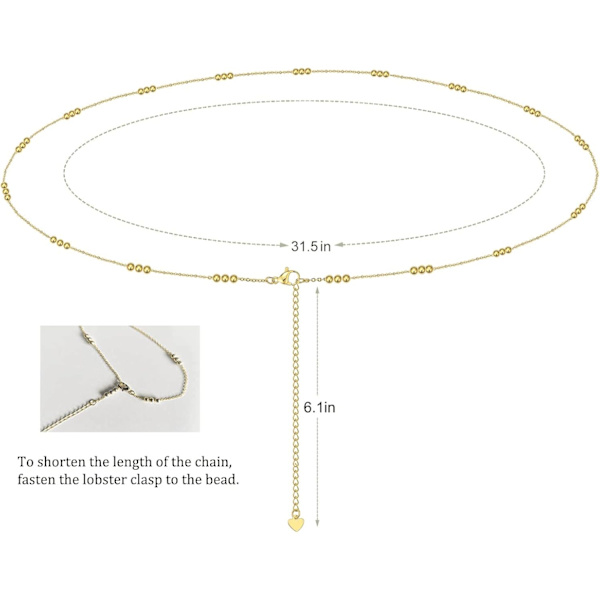 18K Guldpläterad Klassisk Strand Bikini Body Chain Metallpärla