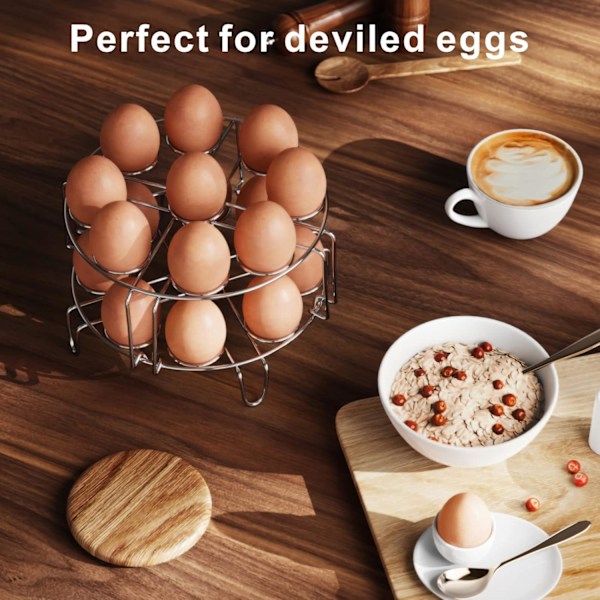 Eggdamperstativ i rustfritt stål - Stabelbart underlag for 6/8 Quart trykkoker, koker 18 egg, Instant Pot-tilbehør (2 pakker)