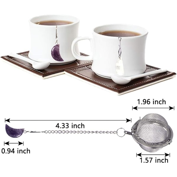 2 st teinfuser - tekula i rostfritt stål, ametist och