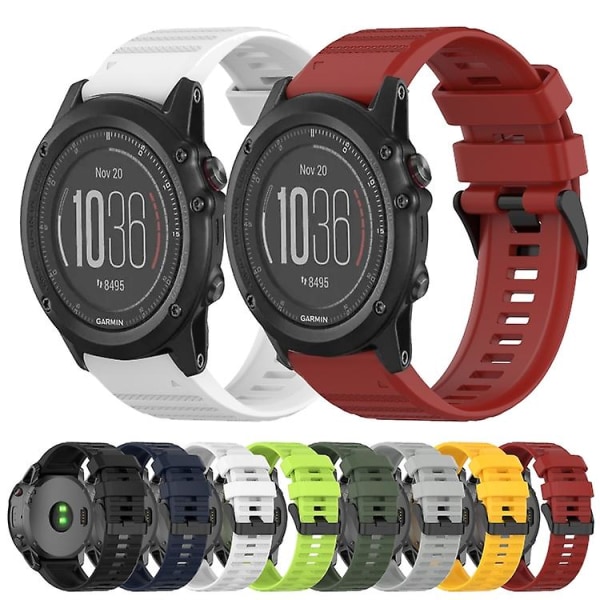 For Garmin Fenix 3 Sapphire 26mm Horisontal Tekstur Silikone Rem Med Fjernelsesværktøj BMU White