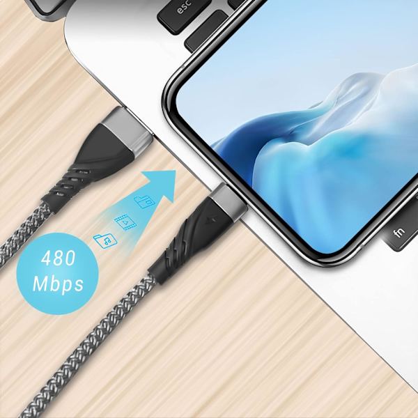 Kort Micro USB-kabel 1 fot, [2-pack] Android-laddningskabel snabb