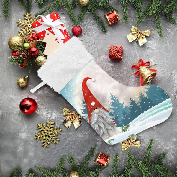Julstrumpa, personliga julstrumpor 2-pack Jultomte Vinter Snöig Stor Måne 18 tum Julstrumpor Hängande Ornament Kam