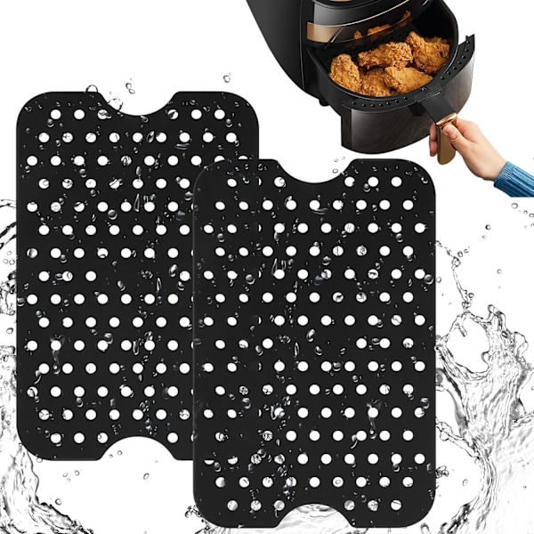 Silikon Air Fryer-foder (2 st) - Återanvändbara non-stick-mattor
