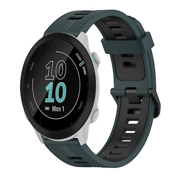 För Garmin Forerunner 55 20 mm vertikalt mönster tvåfärgat watch GHX Olive Green - Black