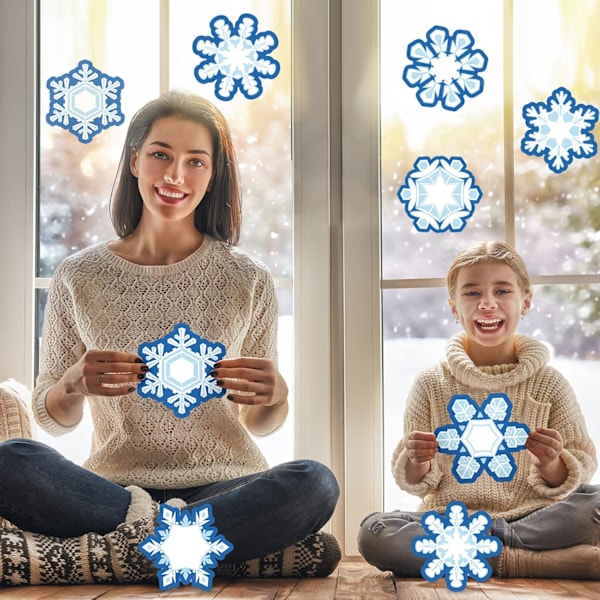 Vinterutklipp Pappersutklipp Namnskyltar (45 st, Snöstjärnstil, Blå)