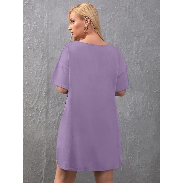 Kvinnors Plus Size 2-delade Outfits Kortärmad Split Tee Shirt Tunika Toppar Biker
