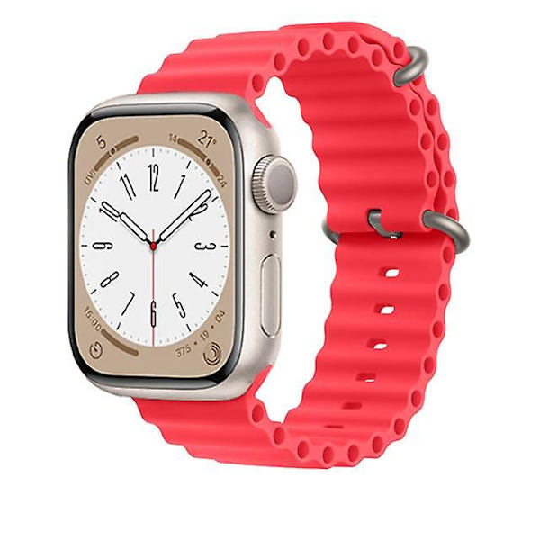 Ocean Armband för Apple Watch Band 44mm 40mm 45mm 41mm 49mm 42mm 38mm Smartwatch Silikon Armband Iwatch Ultra Serie 7 6 3 Se 8 Red 42 44 45 49mm