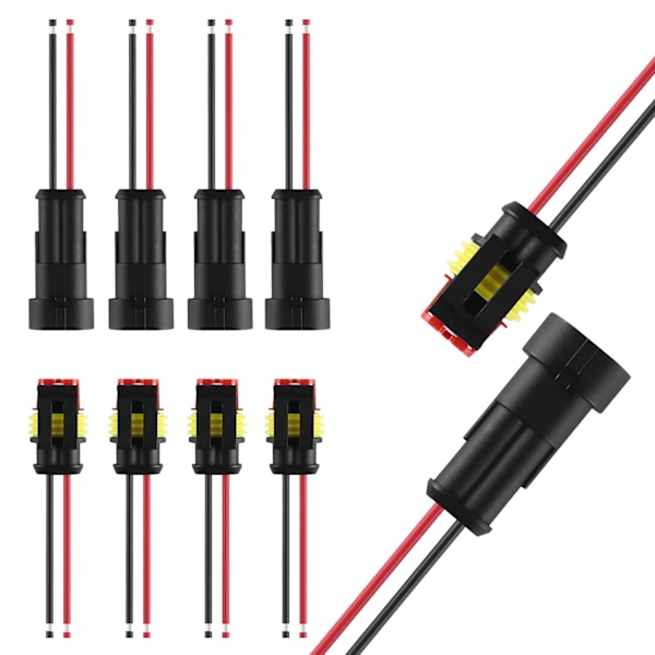 5 stk. 16AWG vandtætte elektriske stik - 2-polet vejrpakke