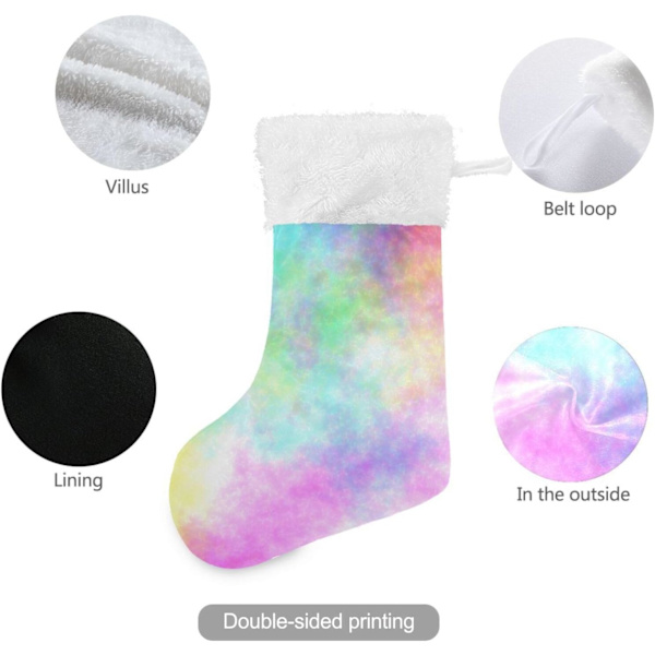 Jule-Strømpe, Personlige Jule-Strømper Sæt af 2 Lilla Tie Dye Regnbue Tryk 45,7 cm Jule-Strømper Hængende Ornament Pejs til B