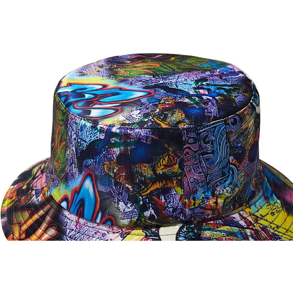 Bucket Hat for Menn og Kvinner, Pakkbar Reversibel Trykt Solhatt, Fiskeutendørs