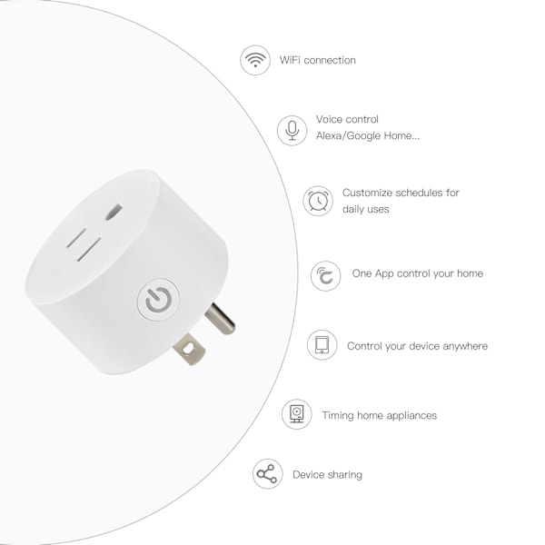 Smart Mini Plug Wifi-uttag kompatibel med Alexa