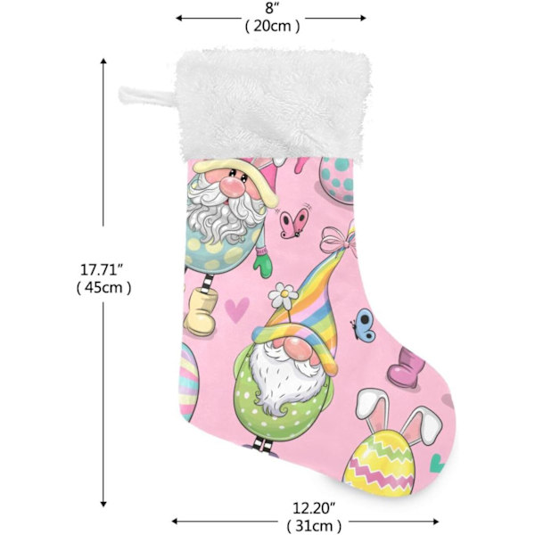 Julklapp, Personliga Julklappsstrumpor 2-pack Påskägg Tomte Kanin Hare 45,7 cm Julstrumpor Hängande Ornament Eldstad för Träd