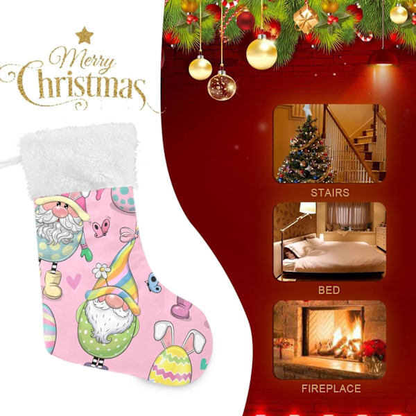 Julklapp, Personliga Julklappsstrumpor 2-pack Påskägg Tomte Kanin Hare 45,7 cm Julstrumpor Hängande Ornament Eldstad för Träd