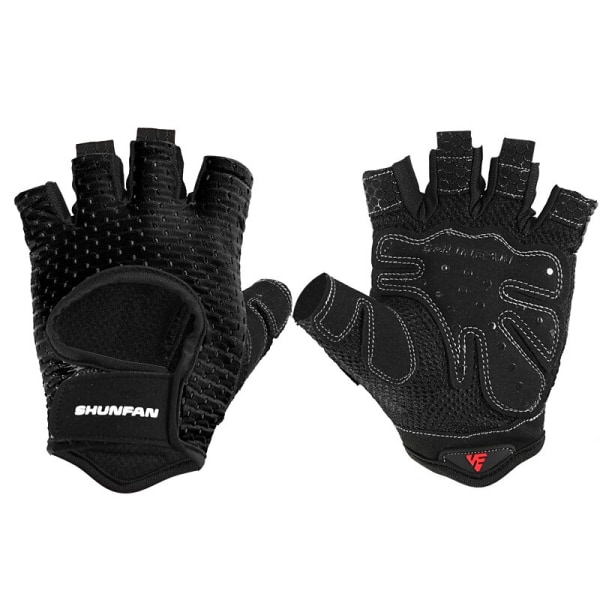 Professionellt gym Fitness Tyngdlyftning Träning Bodybuilding Halvfingerhandskar Utrustning Sporthandskar Cykelhandskar BLACK XL