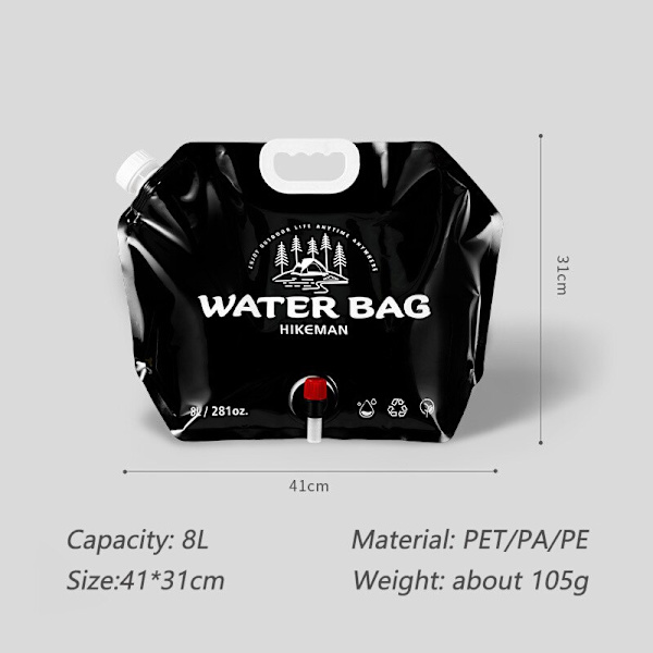 TARKA Big Capacity Vattenpåse 8L Tjocka vikbara Wa Black