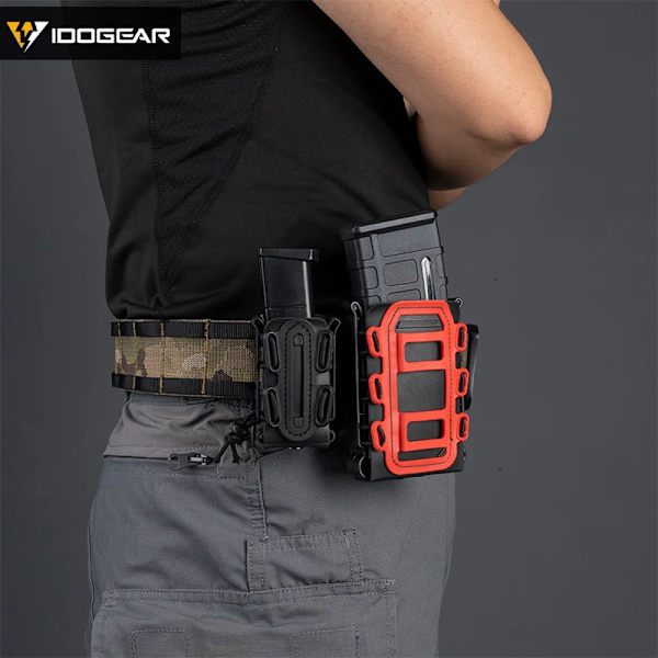 IDOGEAR Tidningspåsar Fastmag Bältesklämma plast Molle påse väska 9 mm softshell G-kod Pistol Mag Carrier hög Olive