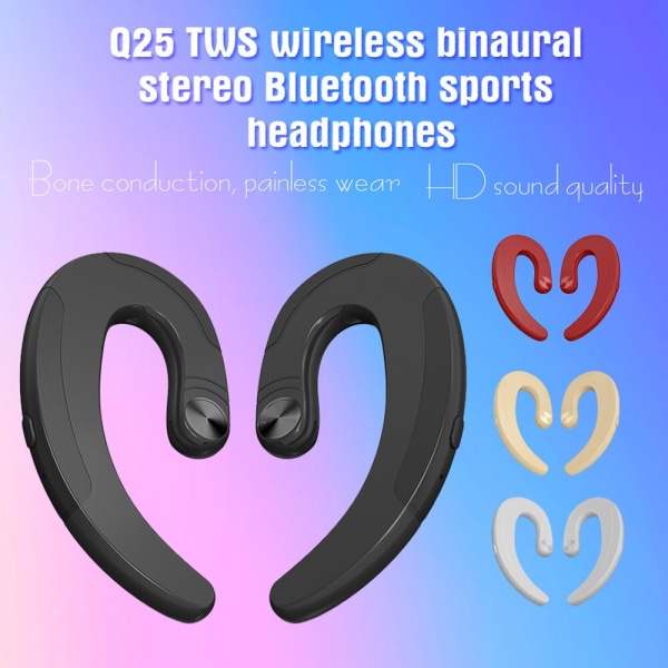 Q25 Bluetooth hörlurar TWS Bone Conduction Ear-hoo Binaural Black
