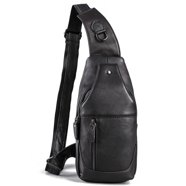Multifunktionell bröstväska för män äkta läder utomhus liten axelväska 2023 Ny vintage läderväska för män bröstväska 6525 Brown one size