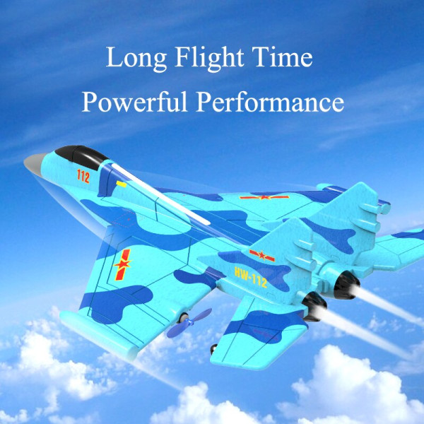 Äkta auktorisering J-11 1:50 RC Fighter Plane 2,4G 2CH Fjärrkontroll Skumflygplan med belysning J 11 flygplansleksaker för pojkar J-11 2x500mAh Blue