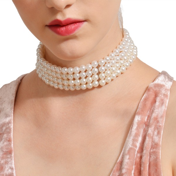 Fashion Smycken Street Pop Populärt halsband Handgjorda flerlagers pärlhalsband Halsband Dam Choker White 4778