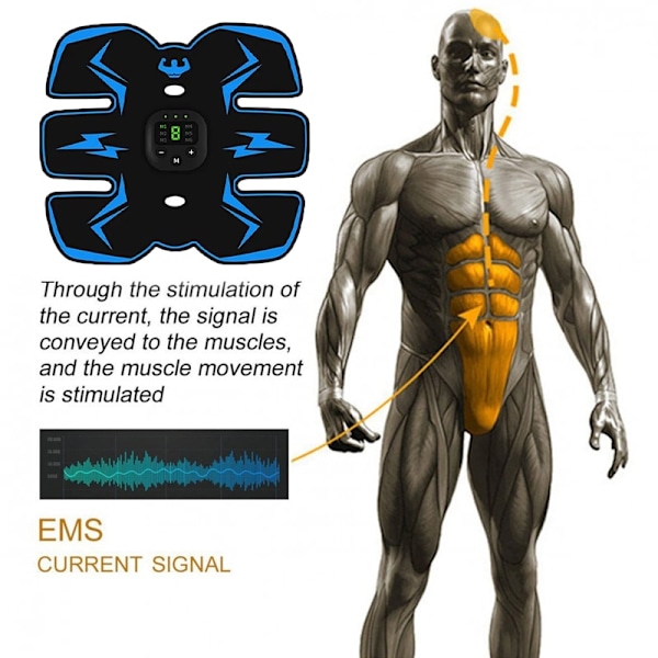 EMS trådlös muskelstimulatortränare Smart Fitness Magträning Elektriska viktminskningsdekaler Body Slimming Massager M1