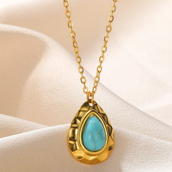 Naturligt vit Opal Waterdrop Halsband Gentlewomen Party Smycken Guld Färg Rostfritt stål Kedja Dam Halsband Bästa presenterna N05911G-2