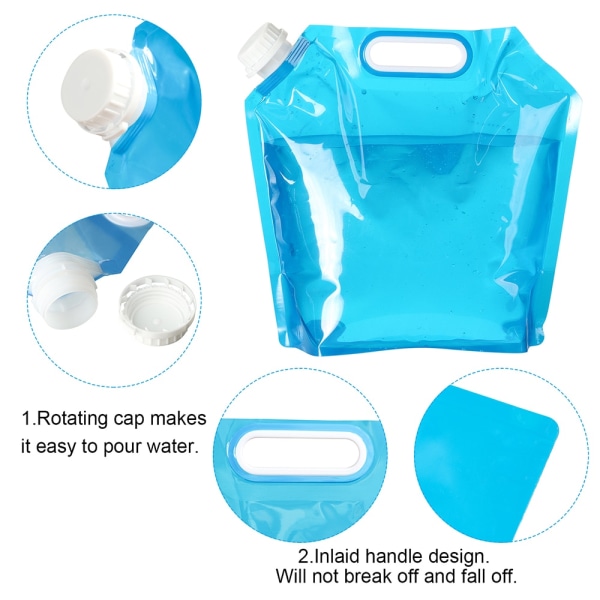 5/10L plast vattenpåse BPA-fri hopfällbar vattenbehållare utomhus Lättvikts hopfällbar vattenpåse för sport camping vandring 5L