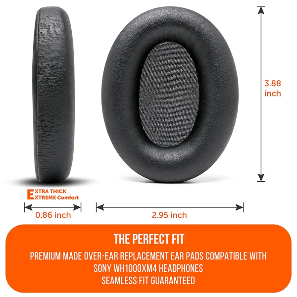 Öronkuddar i läder Sponge Earpads för Sony WH-1000XM4 Wireless Headset Gamer Bärbara öronkåpor Memory Foam Cover Hög kvalitet black