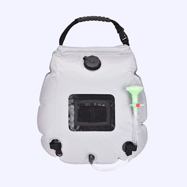 20L utomhusbadväska Solar Vandring Camping Duschväska Bärbar Värme Badvatten Förvaringsväska Slang Bytbar Duschhuvud White
