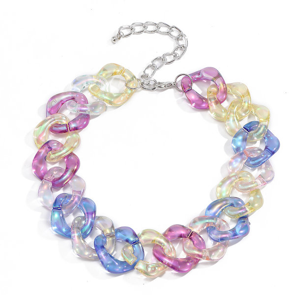 Modeprydnad höstnyhet färgglada nyckelbenshalsband Retro enkelt akrylhalsband Color 3295