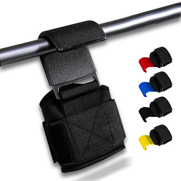 2ps Viktlyftningskrokar Hand-Bar handledsremmar Gym Fitness krok vikt rem dragkedjor Powerlifting handskar för viktträning 1pcs black