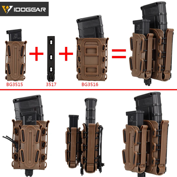 IDOGEAR Tidningspåsar Fastmag Bältesklämma plast Molle påse väska 9 mm softshell G-kod Pistol Mag Carrier hög Black